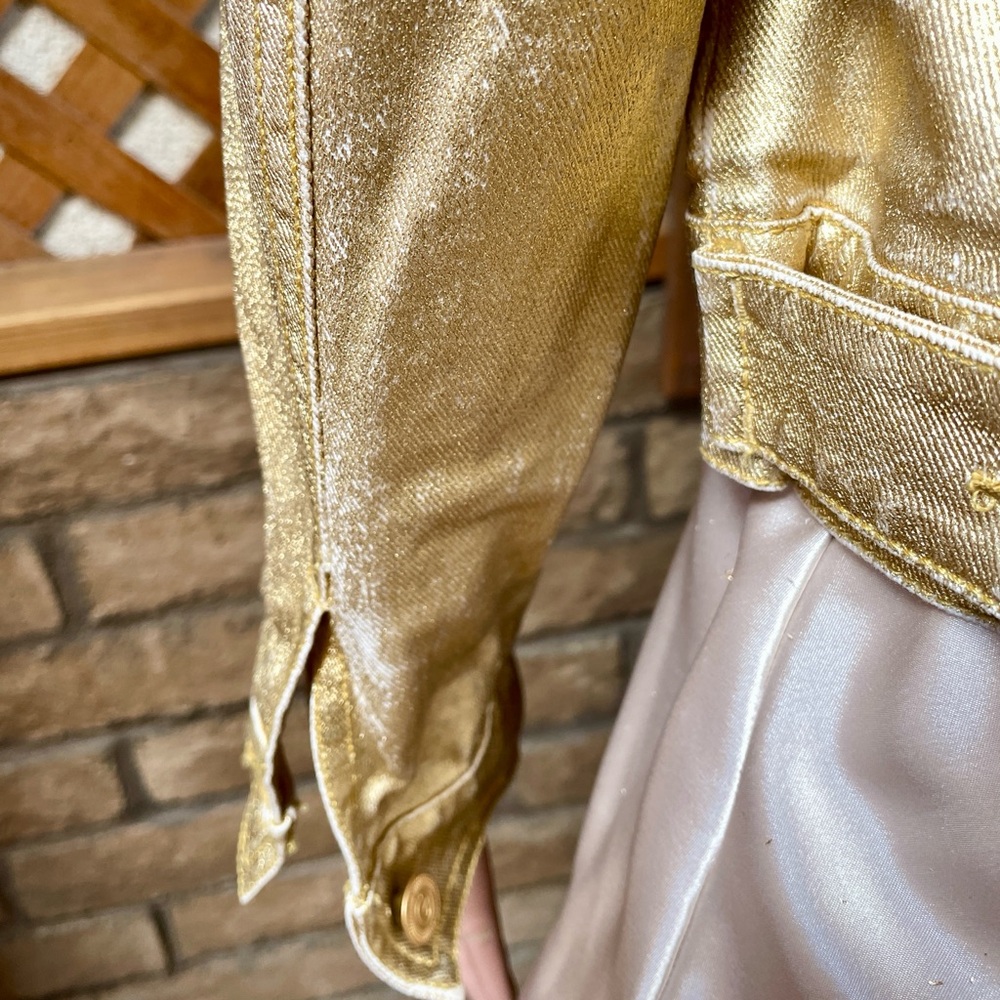 GUESS Unique GOLD Coated JEAN JACKET Size M As-Is New With Defects - Picture 5 of 16